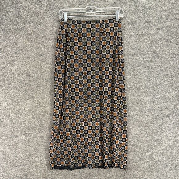 Express Skirt Women 1/2 Black Plaid Maxi Long Zipper High Rise Lined Rayon - Picture 1 of 7